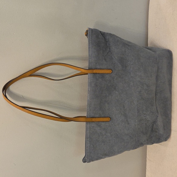 Sonoma Blue Corduroy Tote Bag with Tan Straps. New with Tags. - Picture 5 of 9